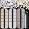 4000 Pieces Half Round Pearls and Rhinestones, Flat Back White and Beige Half Pearls and Clear+AB Round Crystal Gem Kit with Tweezer and Pickup Pencil for Nail Art and DIY Decoration